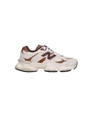 New Balance 9060 Suede Mesh Sneakers - Natural