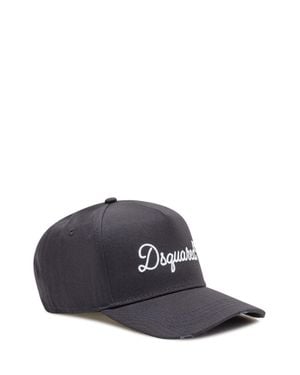 DSquared² Linen Baseball Cap With Front Embroidery - Blue