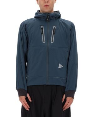 and wander Modern Nylon Jacket With Ribbed Cuffs - Blue