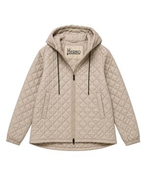 Herno Quilted Down Jacket With Drawstring Hood - Natural