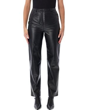 Loulou de Saison High-Waist Straight-Leg Leather Pants - Black