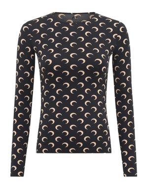 Marine Serre Brand-print Fitted Stretch-jersey Top - Black