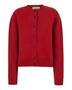Rohe Classic V-Neck Button-Front Wool Cardigan For - Red