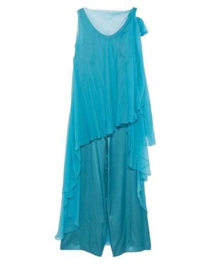Alberta Ferretti Solid Scoop Neck Jumpsuit - Blue