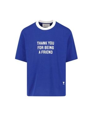 Ami Paris 100% Cotton Classic T-Shirt - Blue