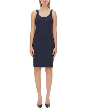 Helmut Lang Scoop Neck Knee Length Dress - Blue
