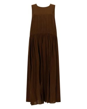 Uma Wang Round Neck Maxi Dress - Brown