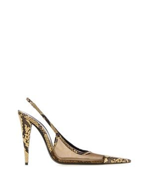Saint Laurent Jema Mesh And Leather Pumps - White
