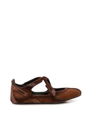 The Attico Round Toe Ballet Flats - Brown