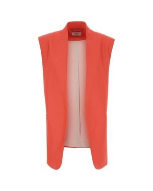 Agnona Open Front Vest - Red