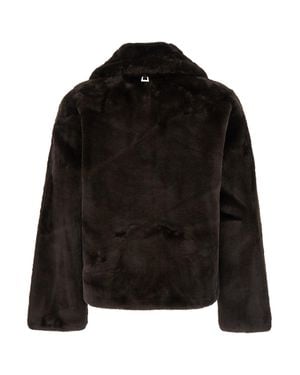 Apparis Elis Shearling-Style Jacket With Ecoleather Collar And Long Sleeves - Black