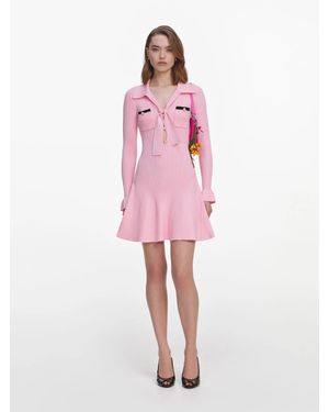 Self-Portrait Viscose Knit Tie Mini Dress - Pink