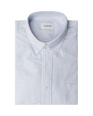 AMISH Classic Striped Button-Down Shirt - Blue