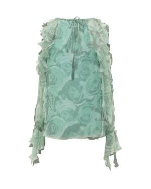 Pinko Silk Floral Print Blouse - Green