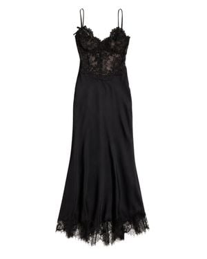 Self-Portrait Lace-Trim Slip Maxi Dress - Black
