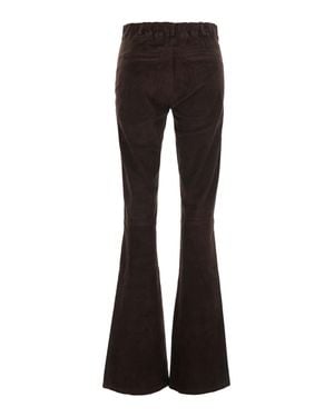 Arma High-Waisted Stretch Suede Pants With Side Pockets - Black