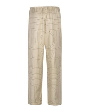 TOTEME Monogram Silk Pajama Bottoms - Natural