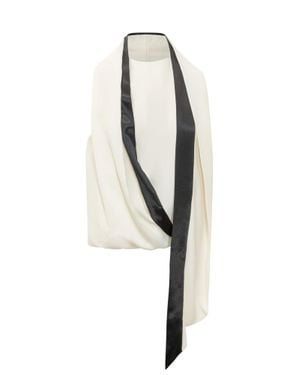 Alberta Ferretti Elegant Draped Top With Waistband - White