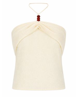Magda Butrym Solid Halter Neck Top - Natural