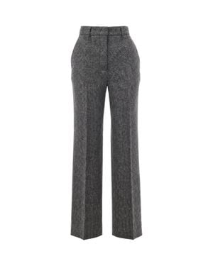 Max Mara High-Waist Herringbone Pants - Gray