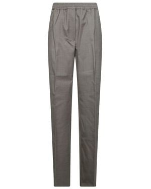 Weekend by Maxmara Stretch Wool Straight Pants With Elastic Waist And Pressed Crease - Gray