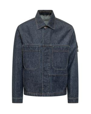 Stone Island Biker Jacket With Front Pockets - Blue
