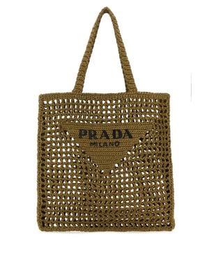 Prada Raffia Shopping Handbag With Cotton Lining - Black