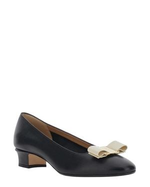 Ferragamo 'Vara 2.0' Pumps With Low Block Heel And Logo Plaque On The Front - Multicolor