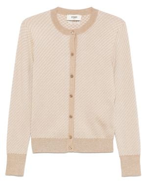 Fendi Ff Wool Cardigan - Natural