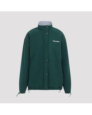Miu Miu Padded Snap-Front Blouson Jacket - Green