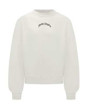 Palm Angels Mini Logo Graphic Sweatshirt - White