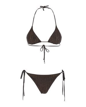 VENUJA Sequin Triangle Bikini With Adjustable Tie Closure - White
