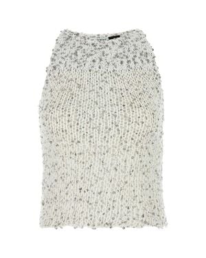 Loewe Paula's Ibiza Embellished Cotton Blend Paula S Ibiza Top - White