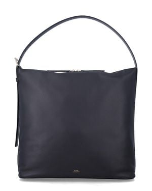 A.P.C. A. P.C. Large Smooth Leather Shoulder Bag, 36 X 35 X 12 Cm - Blue
