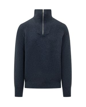 Amaranto Mezza Half-Zip Knit - Blue