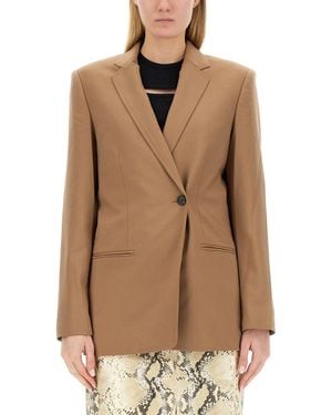 Helmut Lang Single-Double Breasted Wool-Blend Twill Blazer - Natural