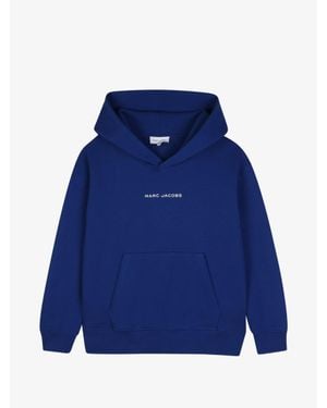 Marc Jacobs Boys Logo Print Cotton Hoodie With Popcorn Back Print - Blue