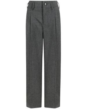 Ami Paris High-Waist Wide-Leg Wool Pants - Gray