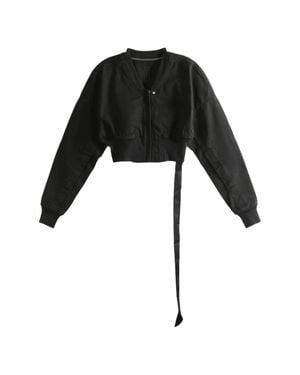 Rick Owens Cotton Cropped Bomber Jacket - Black