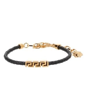Versace Leather Bracelet With "Greek" - Metallic
