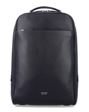 Tom Ford Grain Leather Backpack With Laptop Compartment - Blue