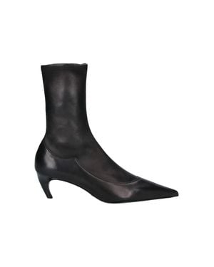 KHAITE Leather Pointed-Toe Ankle Boots - Black