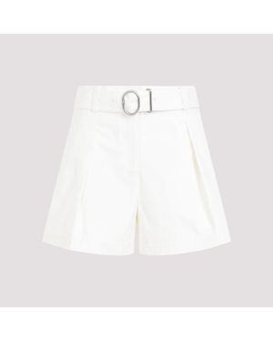 Jil Sander Mini Cotton Bermuda Shorts With Removable Belt - White