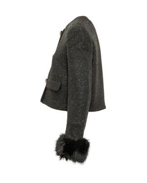 Self-Portrait Metallic Bouclé Loop Jacket - Black