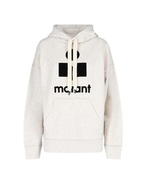 Isabel Marant Cotton-Blend Flocked Sweatshirt With Drawstring Hood - White