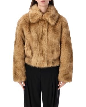 Stand Studio Faux Fur Short Jacket - Brown