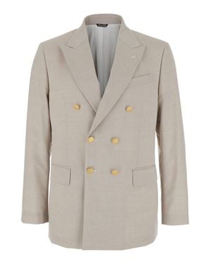 Reveres 1949 Double Breasted Virgin Wool Jacket - Gray