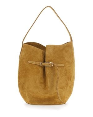 Liffner Suede Crossbody Handbag With Adjustable Strap And Hardware, 35X37X17.5 Cm - Natural