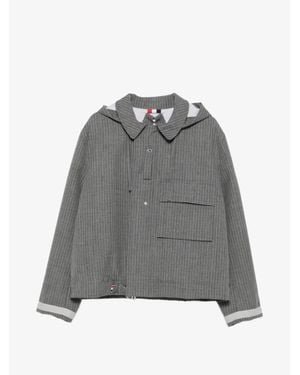 Thom Browne Hooded Mariner Jacket With 25.5 Details - Gray