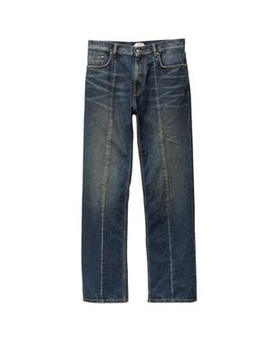 Versace Distressed Mid-Rise Straight-Leg Jeans - Blue